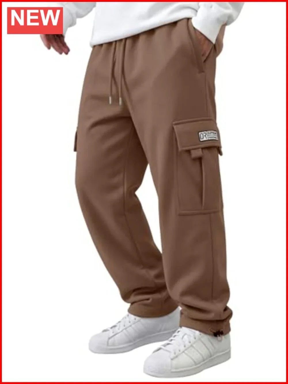 Mens Cargo Sweatpants Drawstring Casual Hiking Joggers Athletic Trousers Cotton